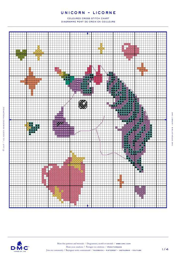 free pattern cross stitch unicorn