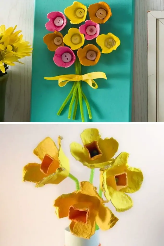 como fazer flores com caixa de ovos para decoração